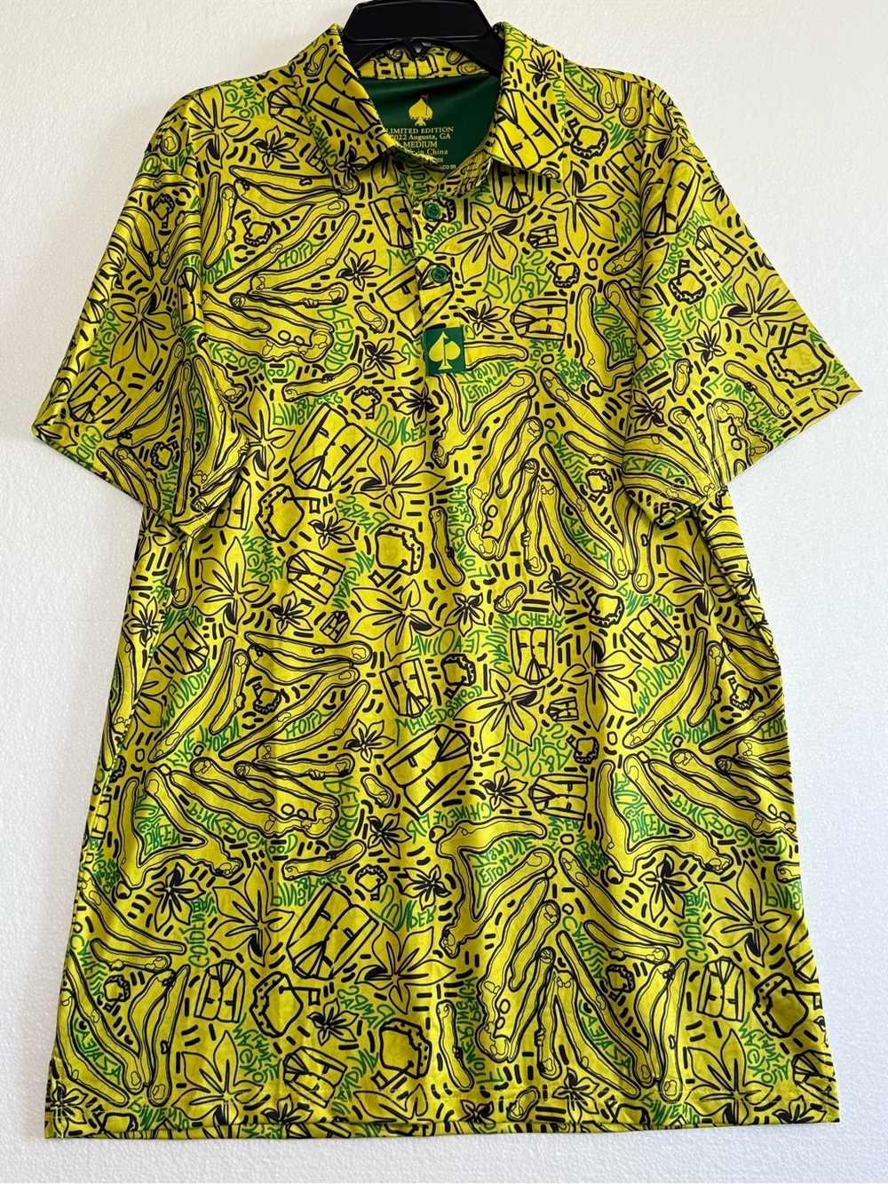 Pins & Needles Augusta Limited Editions 2022 Neon Master Golf Polo Shirt Size M